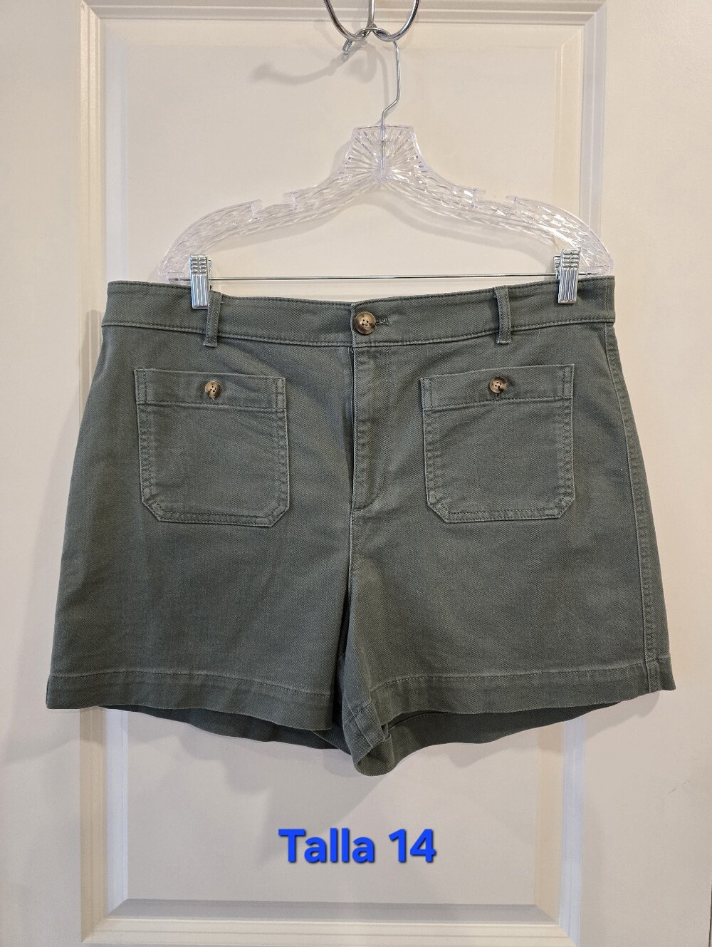 LOFT Olive Green High-Rise Cotton Shorts